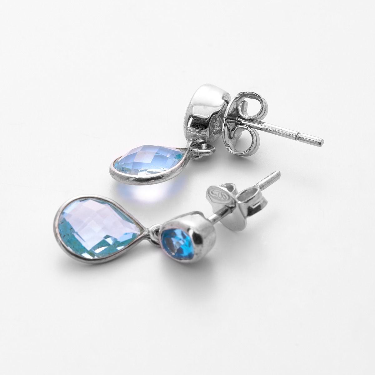 Boucles d'oreilles topaze bleue argent Julia